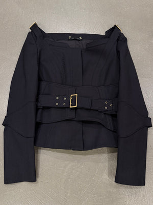 F/W 2003 Gucci by Tom Ford runway corset belted jacket