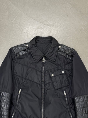 2000s Gucci nylon puffer jacket with leather details