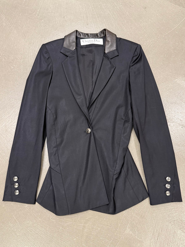 2003 Christian Dior by Galliano leather collar blazer