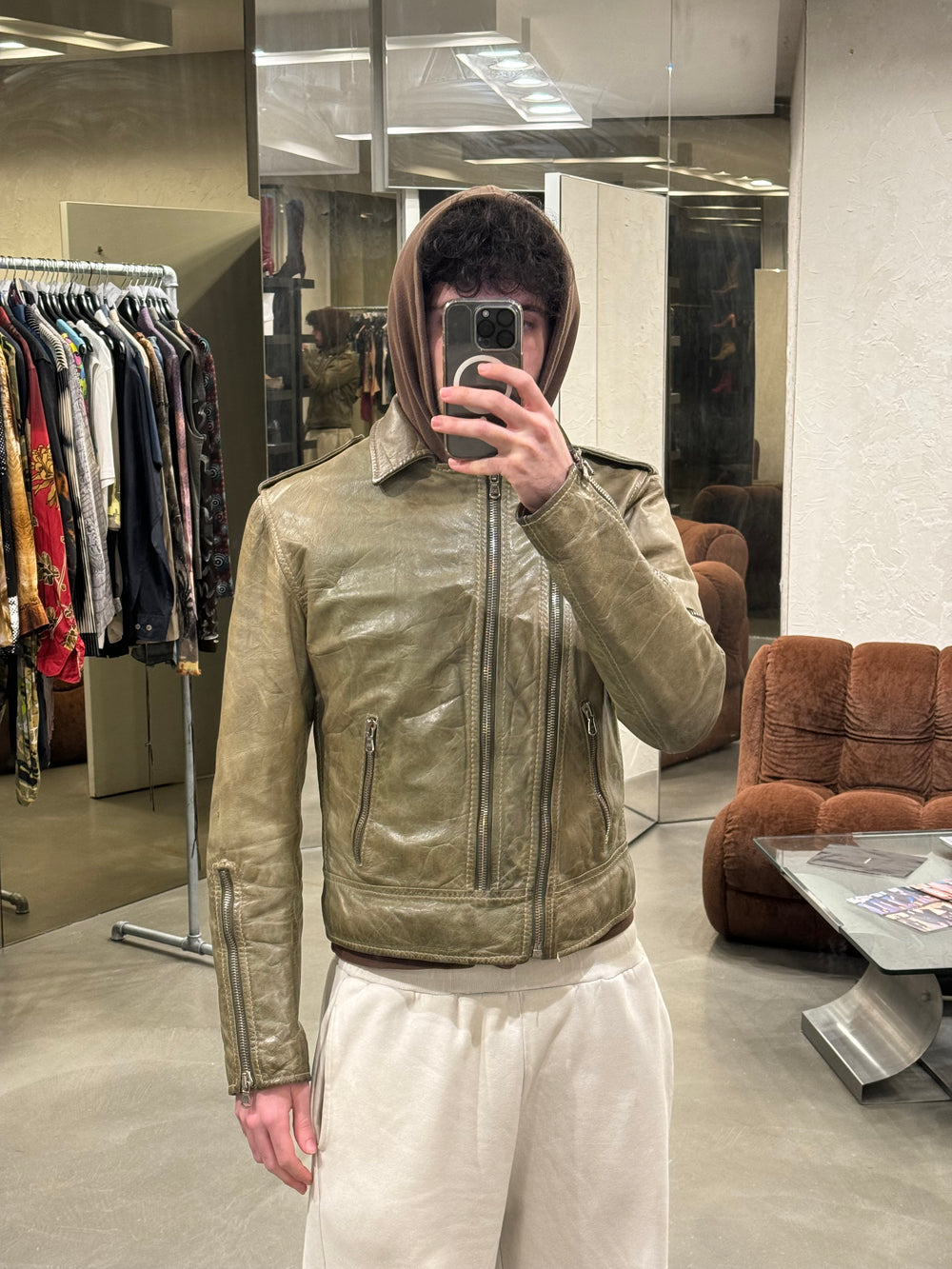 A/W2001 Dolce & Gabbana faded zip aviator jacket