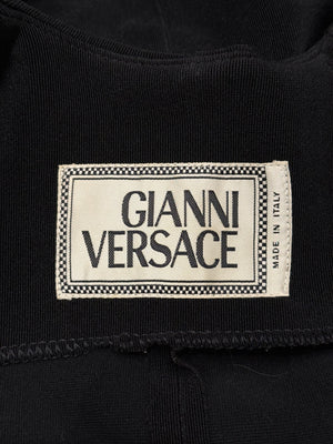 1990s Gianni Versace Napoleon cropped tailored jacket with contrast leather trim