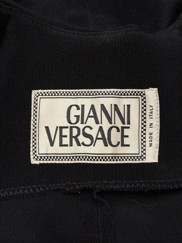 1990s Gianni Versace Napoleon cropped tailored jacket with contrast leather trim