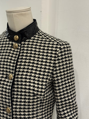 2000s Dolce & Gabbana vinyl trimmed cropped houndstooth jacket