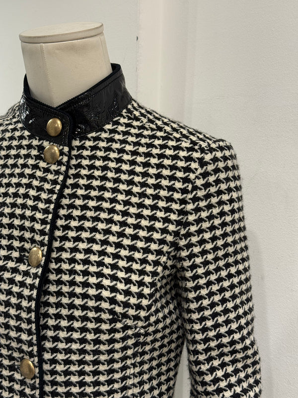 2000s Dolce & Gabbana vinyl trimmed cropped houndstooth jacket