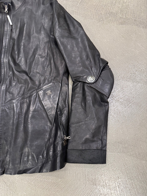 Isaac Sellam artisanal leather jacket with metal spine