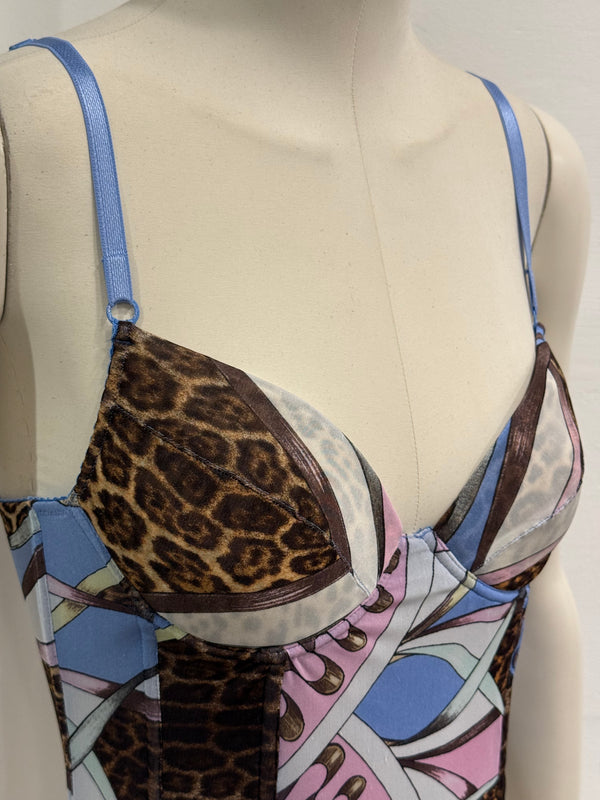 2000s Roberto Cavalli printed corset top