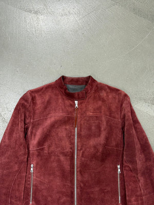 Prada red suede leather biker jacket