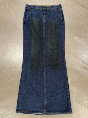 2000s Cavalli raw denim long skirt