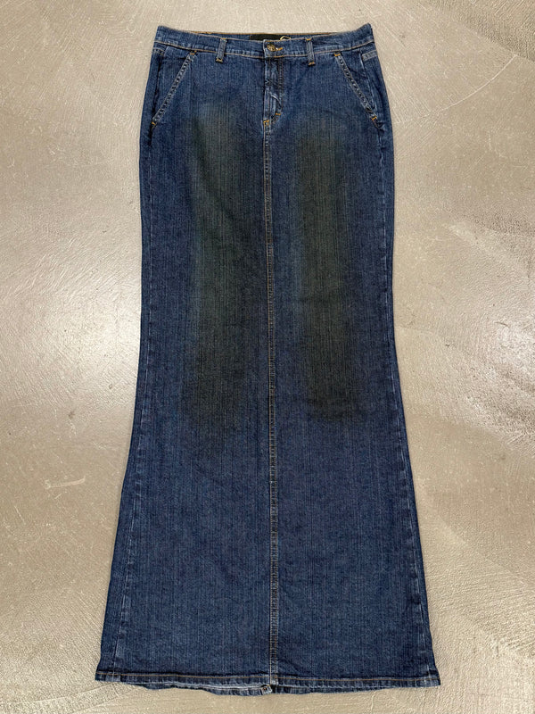 2000s Cavalli raw denim long skirt