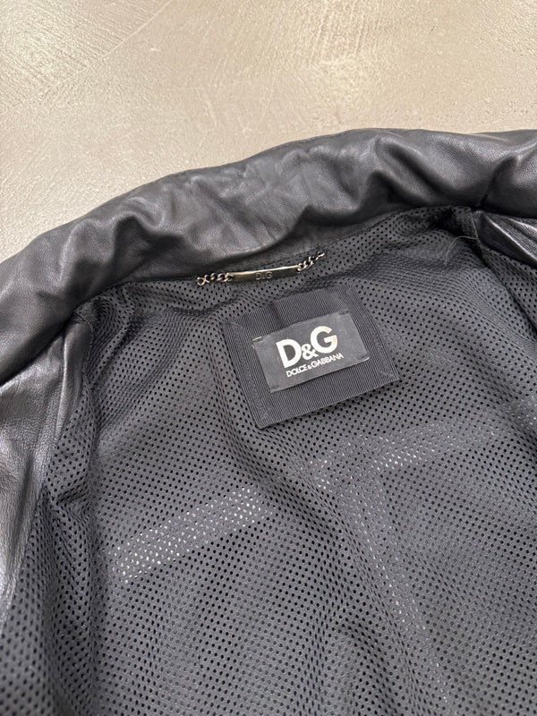 2008 Dolce & Gabbana hybrid leather/nylon cargo zipper jacket