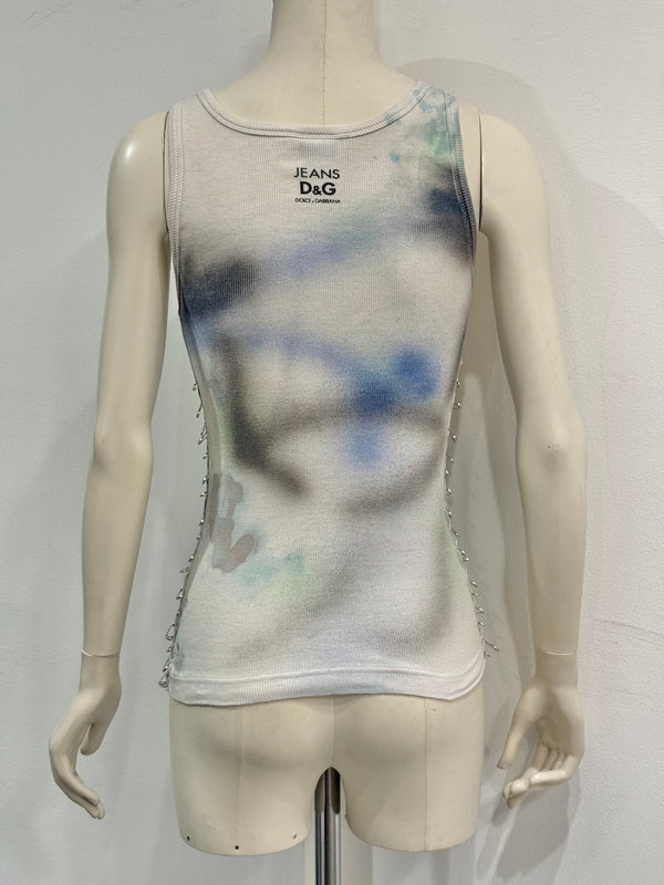 2000s Dolce & Gabbana safety pint graffiti "weird" top