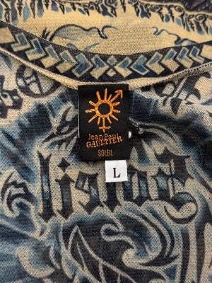 2000s Jean Paul Gaultier printed mesh tank top