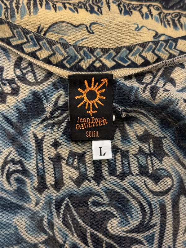 2000s Jean Paul Gaultier printed mesh tank top