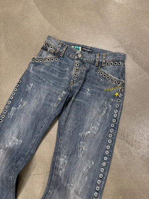 S/S 2006 Dolce & Gabbana runway studded eyelet jeans