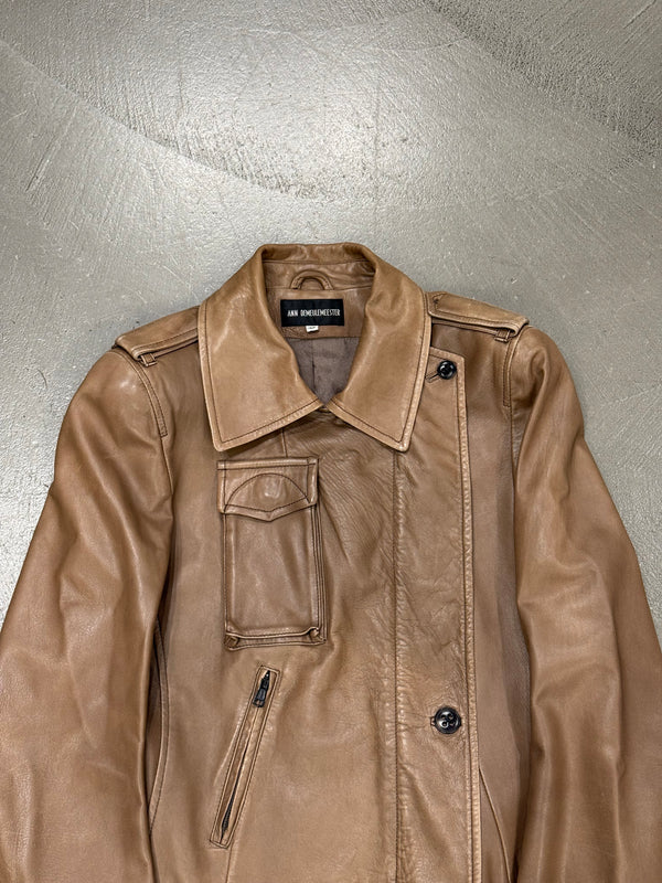 2000s Ann Demeulemeester leather aviator cargo jacket