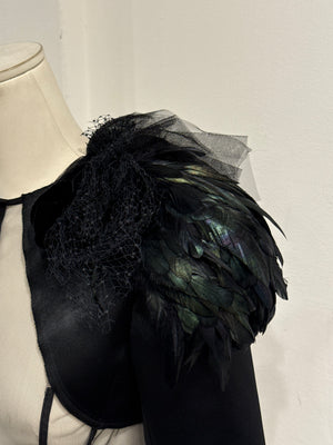 A/W 2004 Comme des Garçons runway feather shoulder mesh top