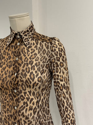 2003 Dolce & Gabbana leopard sheer shirt