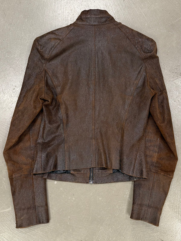 2000s Plein Sud distressed leather jacket