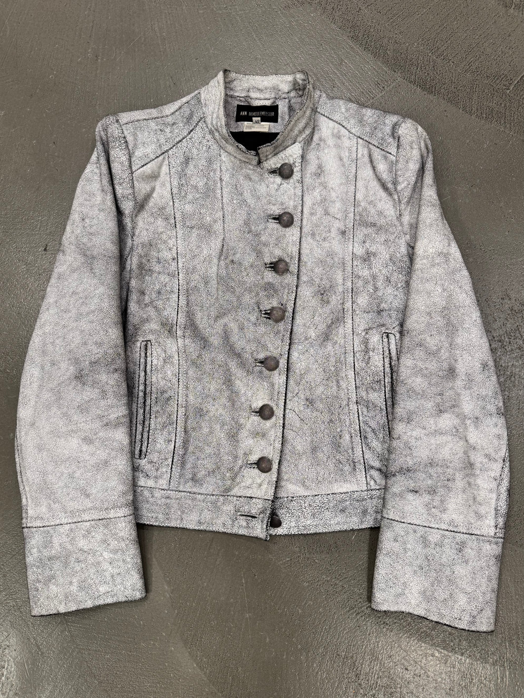 2002 Ann Demeulemeester runway cracked leather napoleon military jacket