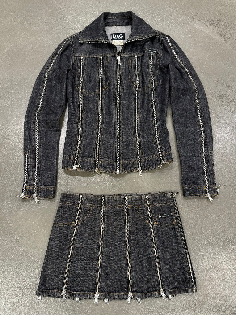 S/S 2004 Dolce & Gabbana zipper denim set (jacket + skirt)
