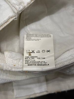 A/W2004 Maison Margiela white raw edge straight-leg pants