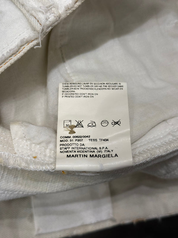 A/W2004 Maison Margiela white raw edge straight-leg pants