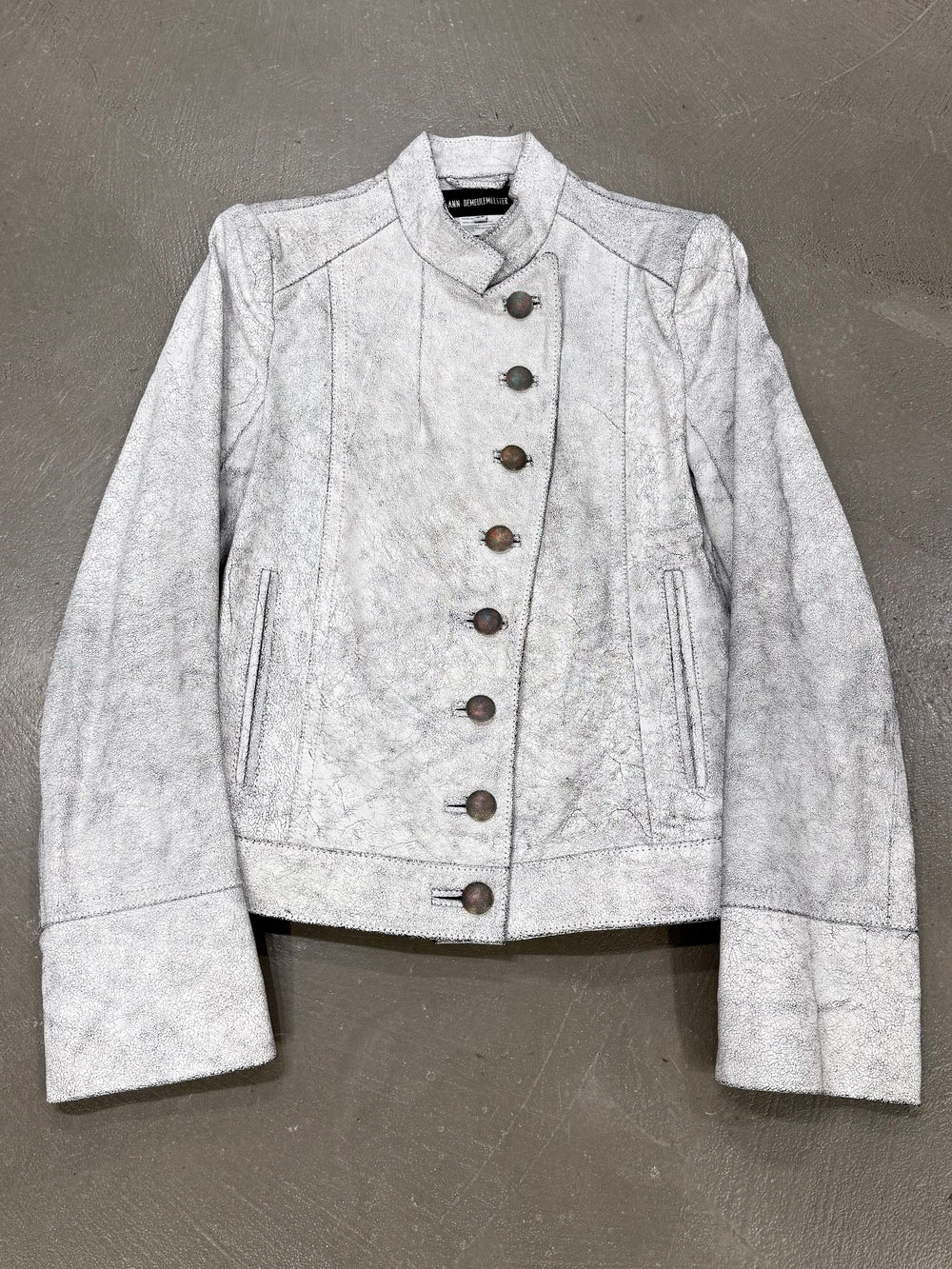 S/S2002 Ann Demeulemeester runway cracked leather napoleon military jacket