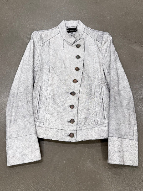 S/S2002 Ann Demeulemeester runway cracked leather napoleon military jacket