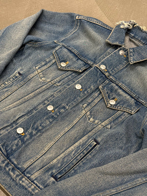 2016 Balenciaga back embroidered logo denim jacket