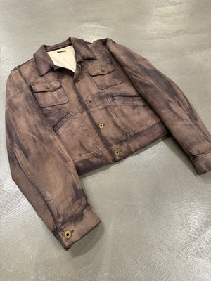 2000s Miu Miu stained treatment leather jacket