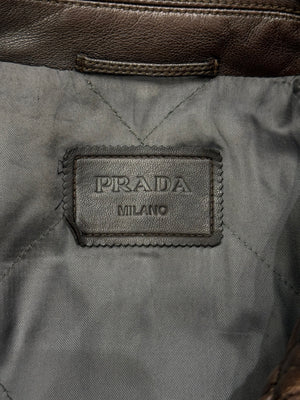 2000s Prada distressed leather jacket