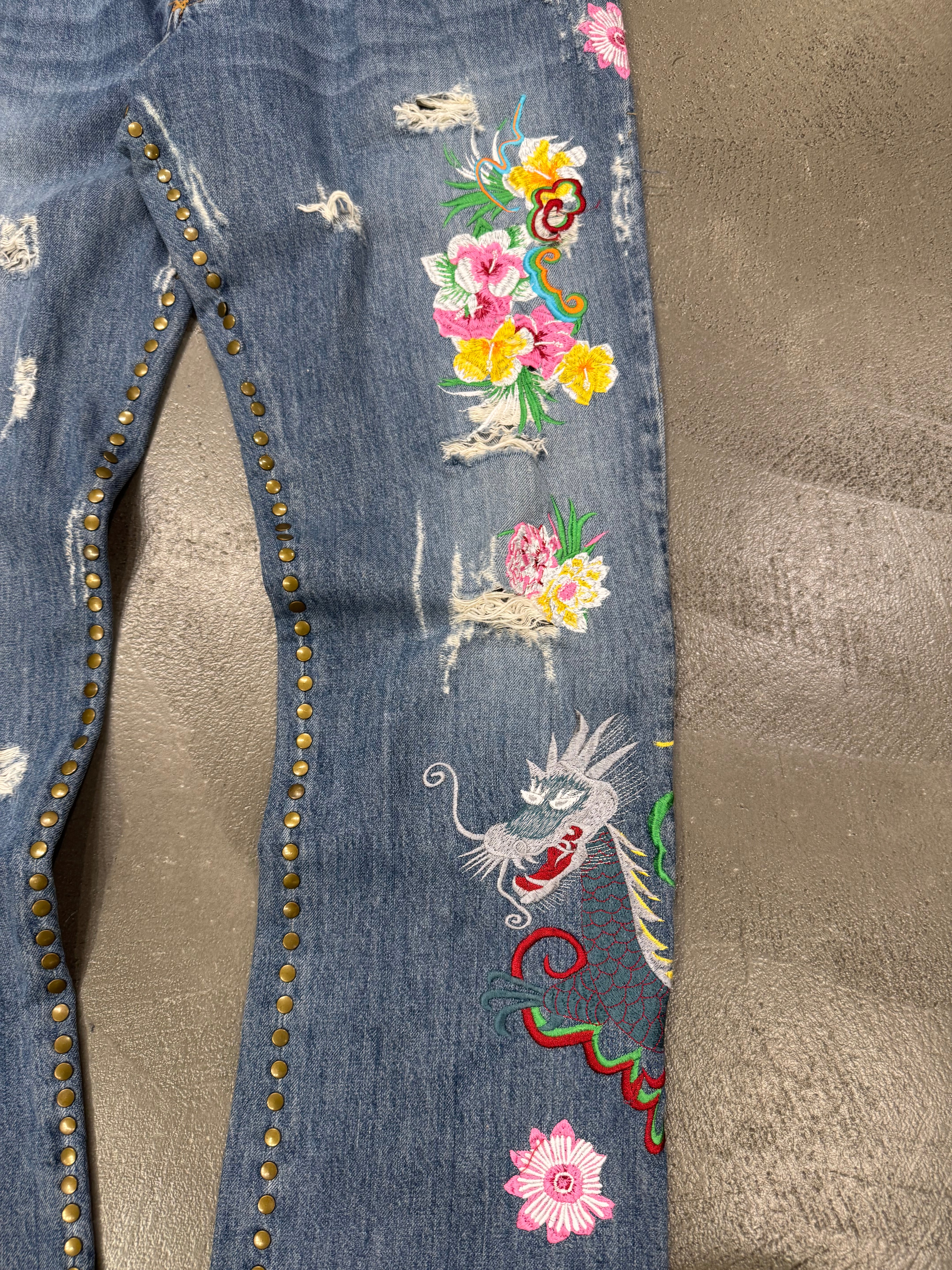 2005 Dolce & Gabbana floral Hawaii jeans