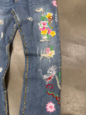 2005 Dolce & Gabbana floral Hawaii jeans