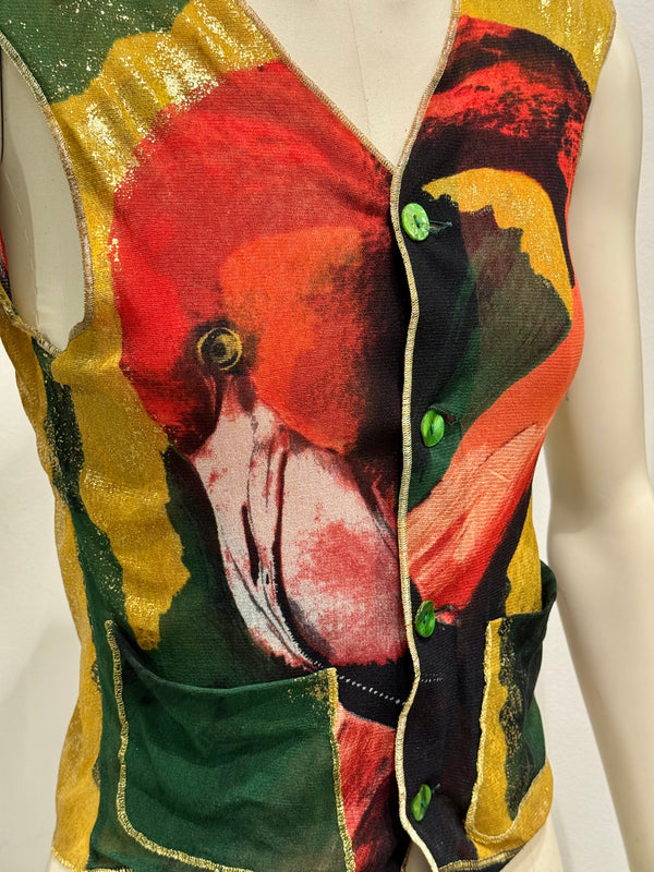 S/S1996 Jean Paul Gaultier flamingo mesh vest