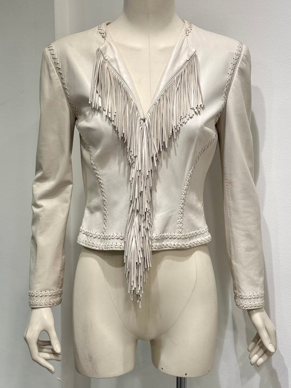 S/S2002 Gianni Versace runway fringe leather jacket