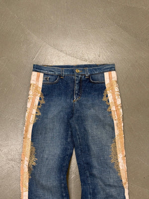 2004 Roberto Cavalli flared denim jeans with ornate side detailing