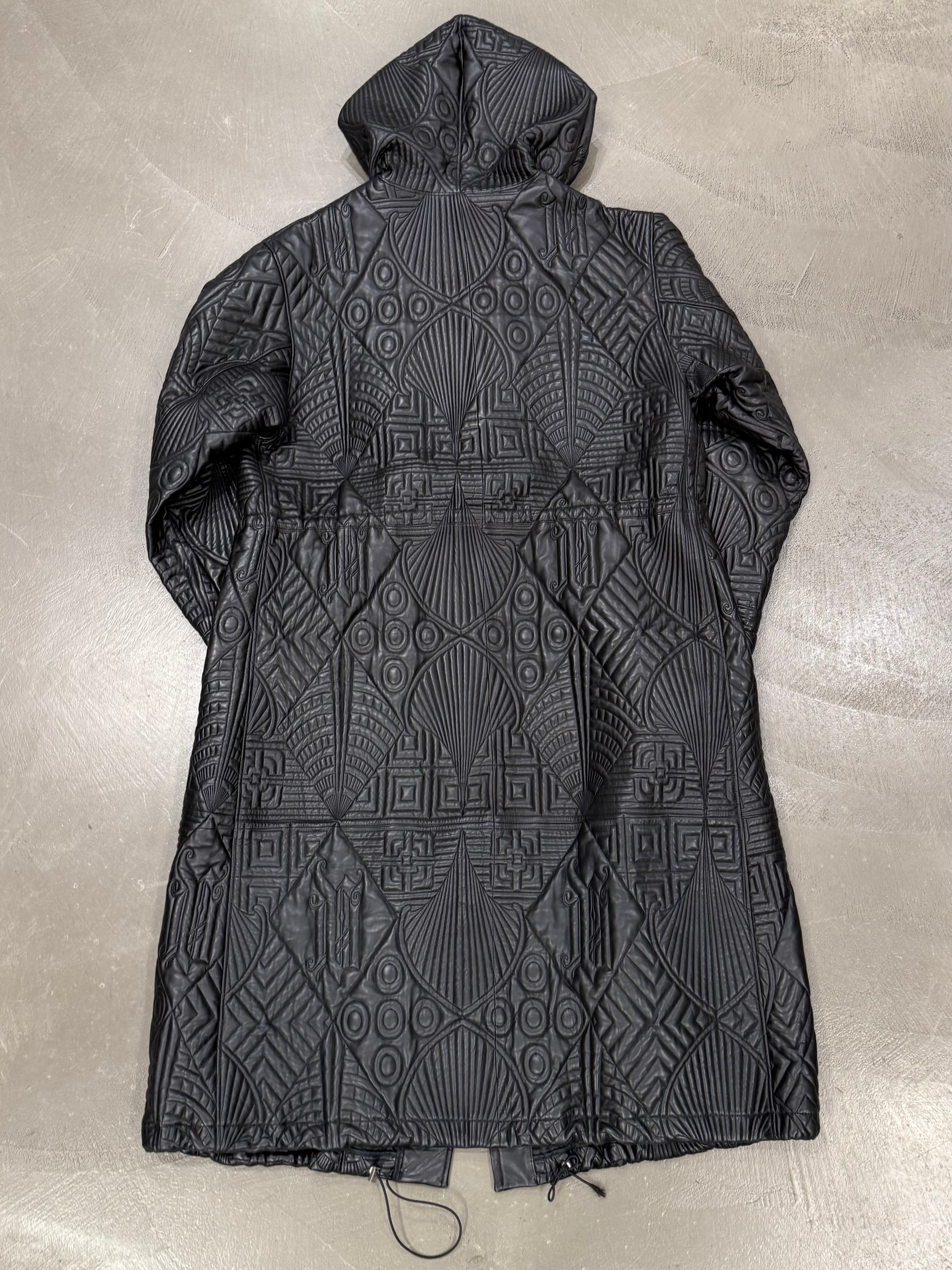 A/W1990 Gianni Versace embossed leather runway coat