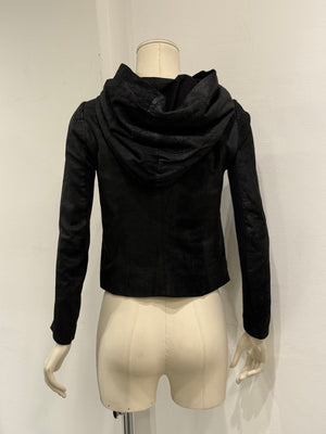 2000s Rick Owens hooded leather jacket