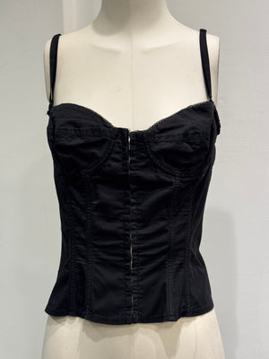 2000s Cavalli Swarovski logo corset top