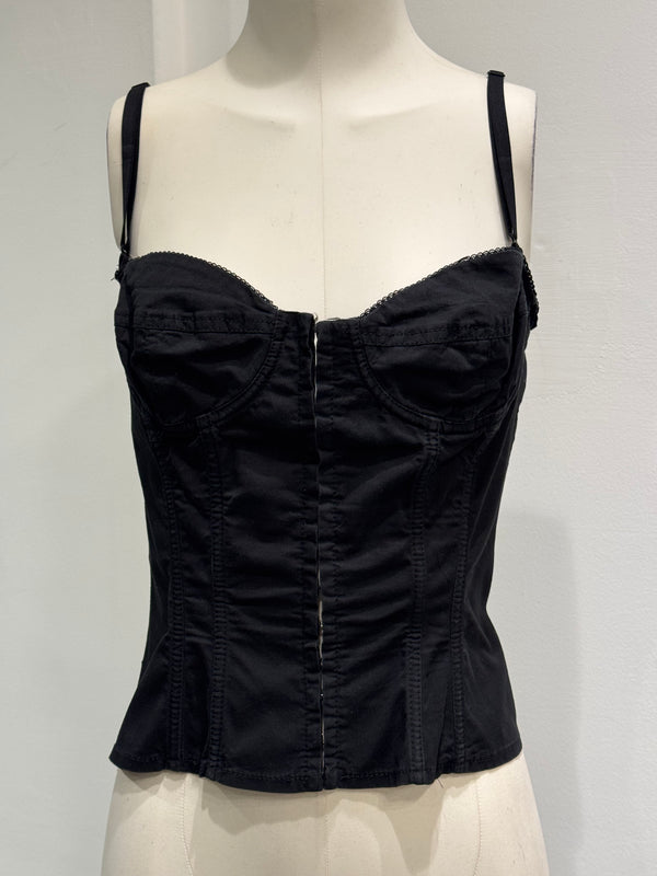 2000s Cavalli Swarovski logo corset top
