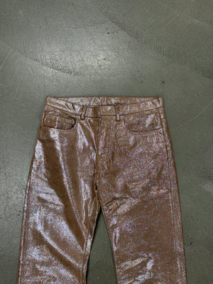 A/W2005 Dior by Hedi Slimane runway gold glitter leather pants