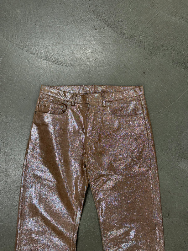 A/W2005 Dior by Hedi Slimane runway gold glitter leather pants