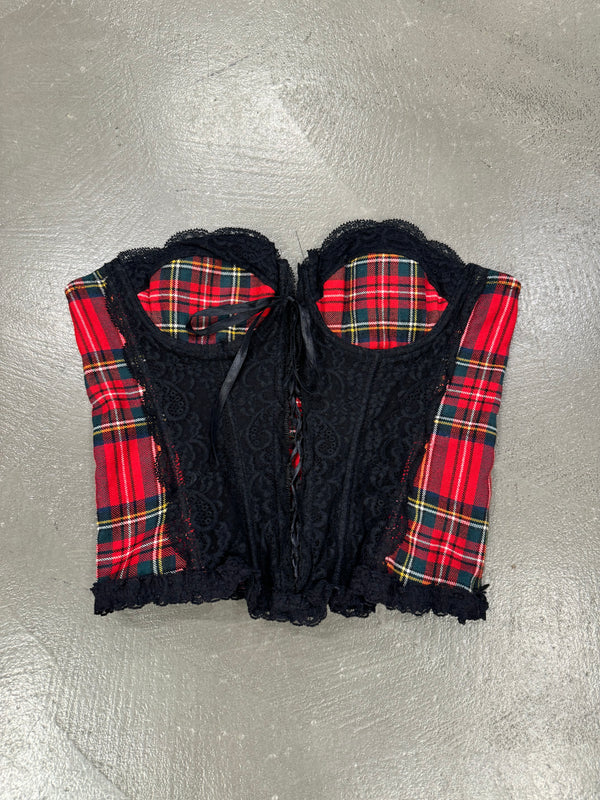 1990s Moschino checkered corset