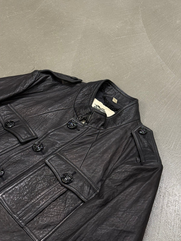2000s Burberry leather military jacket
