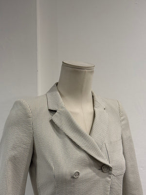 2009 Balenciaga by Nicolas Ghesquière pinstripe asymmetric double breasted blazer