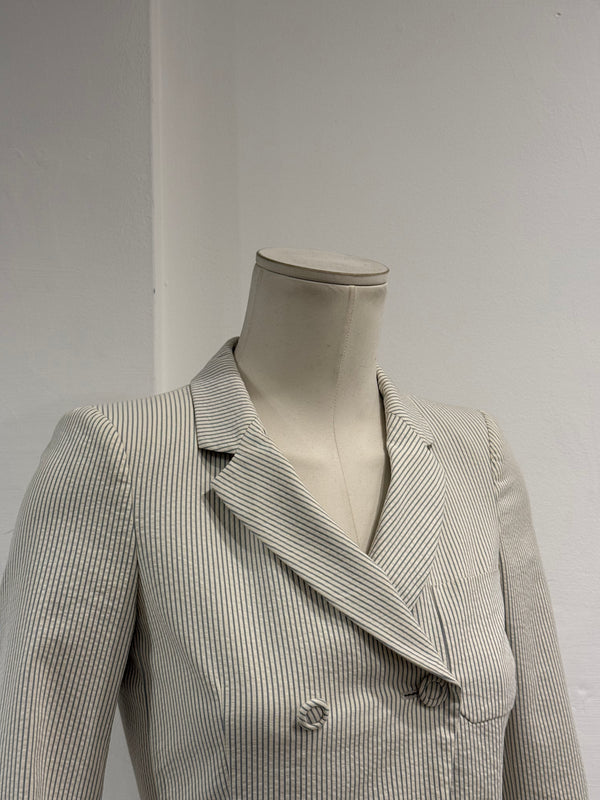 2009 Balenciaga by Nicolas Ghesquière pinstripe asymmetric double breasted blazer