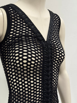 S/S2003 Dolce & Gabbana fishnet bondage lace-up tank top