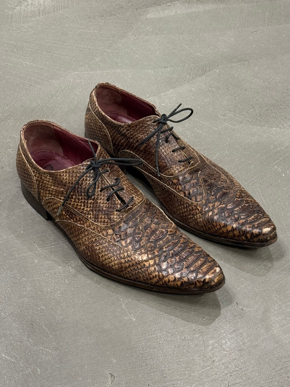 2000s Dolce & Gabbana printed leather derby shoes