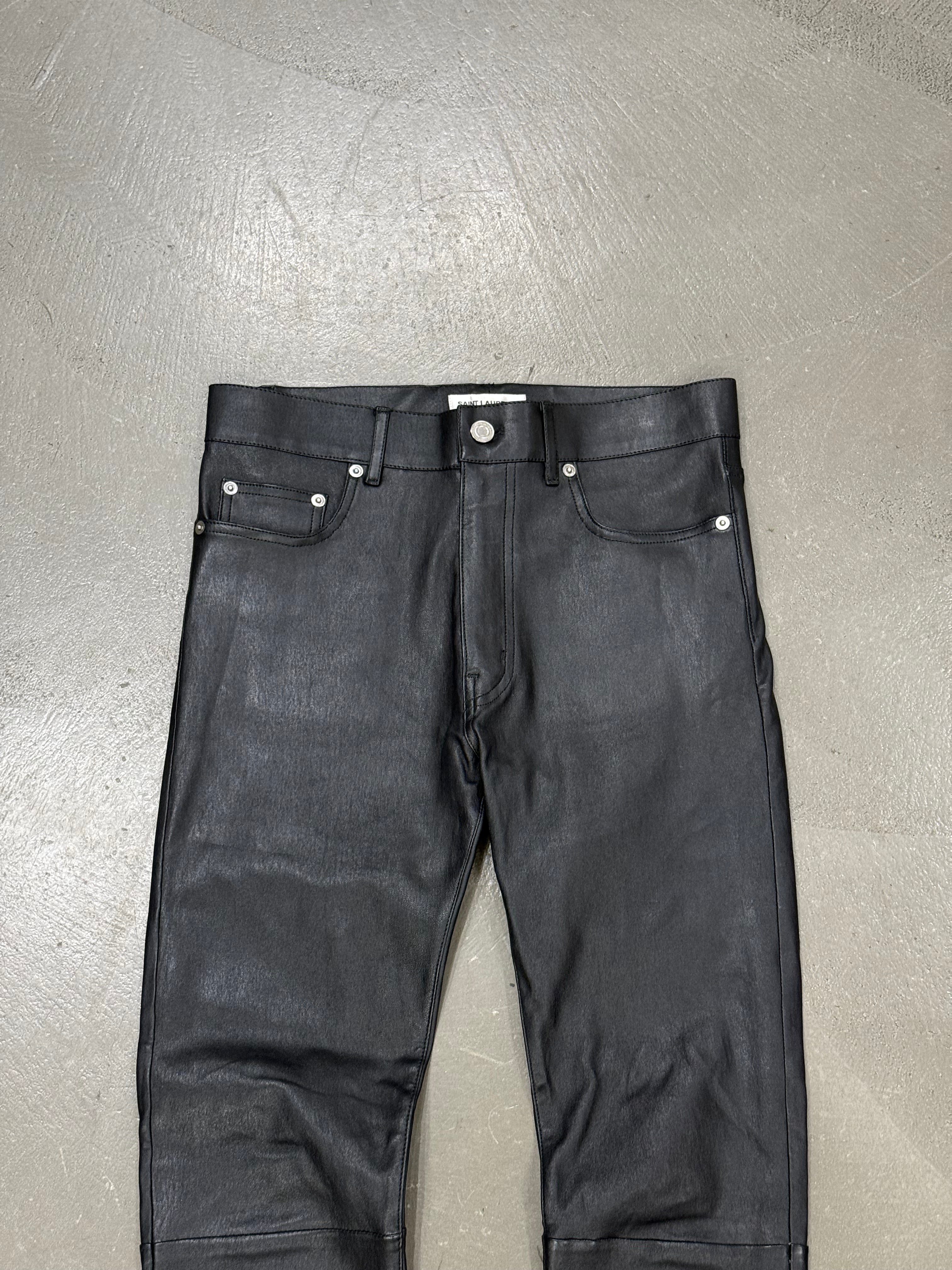 2013 Saint Laurent by Hedi Slimane stretchy leather skinny pants