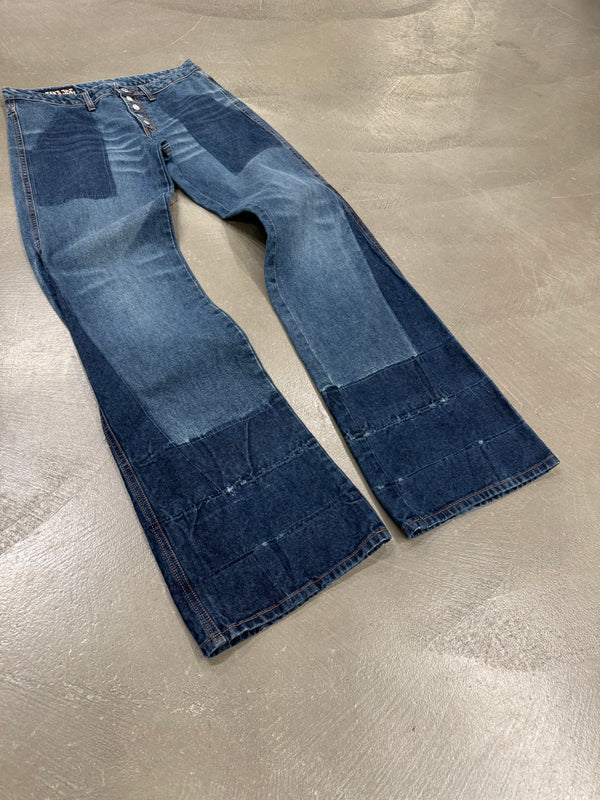 S/S 2003 Jean Paul Gaultier flared patchwork jeans